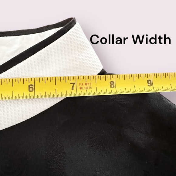 The Row Silk Blouse Black Long Sleeve Jacquard White Mock Neck Collar Size 6 - Picture 13 of 15